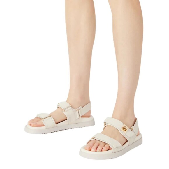 Steve Madden Mona Bone Leather Multi Strap Sandals Flats BNIB Size 6 - Picture 4 of 5